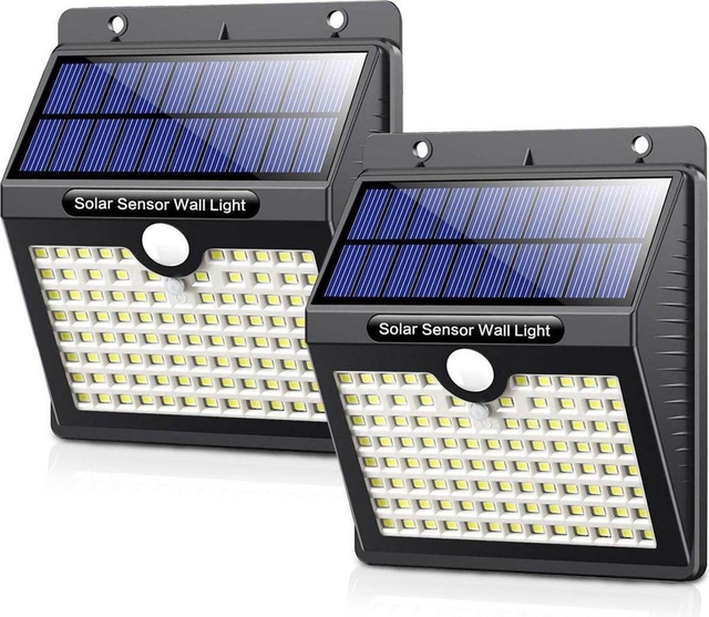 Solar-Außenlampe mit Bewegungsmelder – 97 LEDs – weißes Licht – Gartenbeleuchtung mit Solarenergie – IP65 wasserdicht