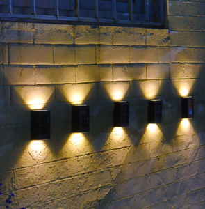 Solar-Nachtlicht für den Außenbereich, Gartenwand, wasserdichtes Licht, 2 LEDs, Beleuchtung nach oben und unten, für den Außenbereich, dekorativ, für Garten, Terrasse, Balkon