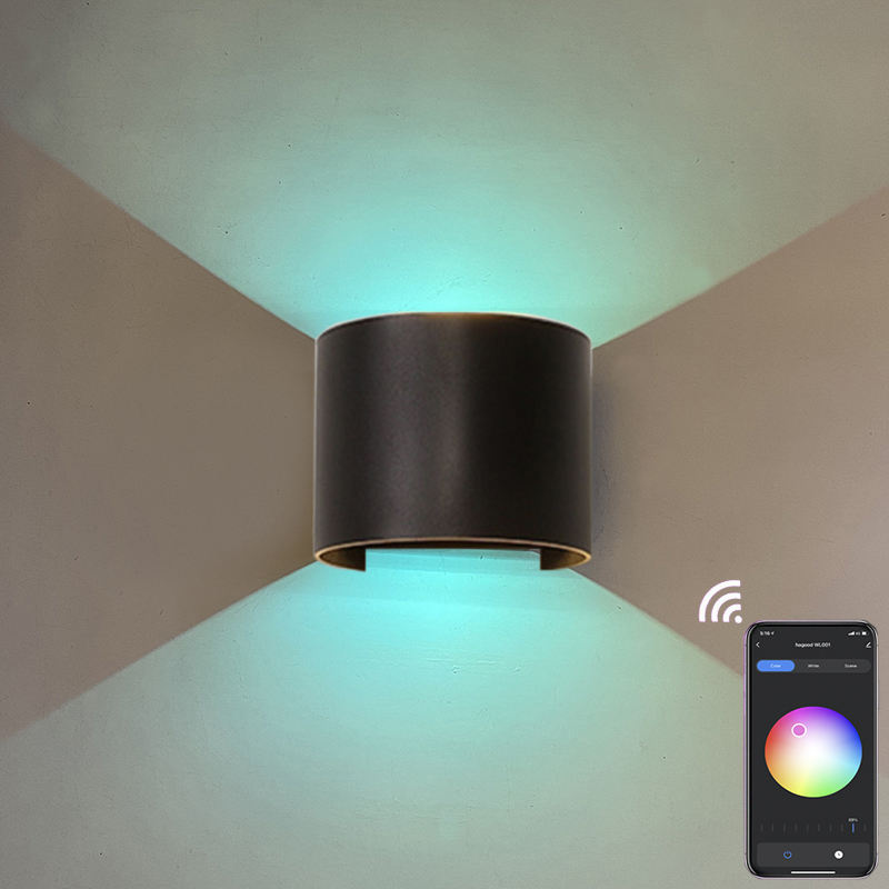 Neueste Version Wifi wasserdichte Wandleuchte RGBW Außenleuchte Farbwechsel durch Smart-App-Lampe Unterstützt Amazon Alexa Google Assist