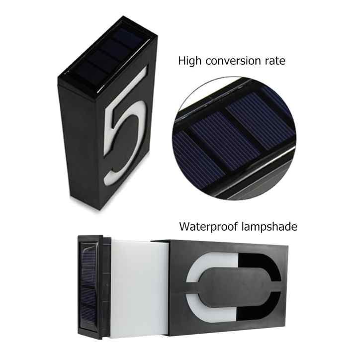 Digitale Solarlampe, digitale Lampe, Hausnummernleuchte, LED-Hausnummernadresse, digitale Wand-Veranda-Lampe, mit Batterie, Veranda-Lampe E