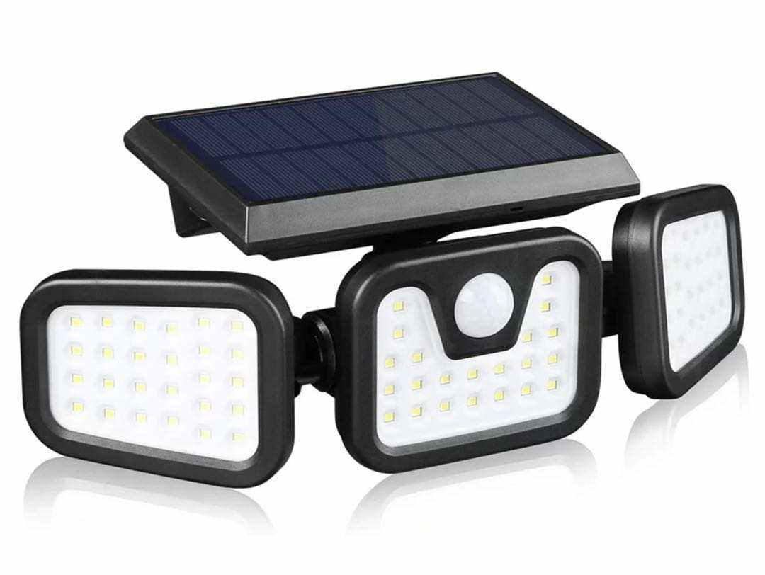 Hagood Wasserdichte 3-Kopf-Wandleuchte für den Außenbereich, drei Köpfe, 83 COB-Solarsensor-LED-betriebene Sicherheitsleuchten