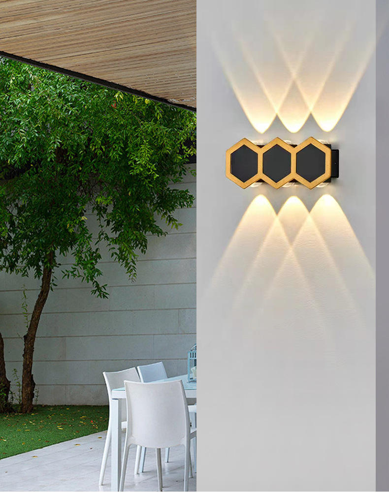 2W 3W 5W 6W 7W 8W Wandlampen Led Honeycomb Gold und Schwarz Leuchten nach oben und unten LED-Lampe Beleuchtungsstil Moderne Bürolampe