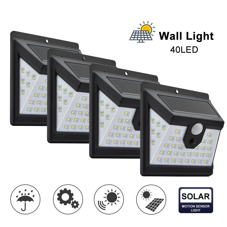 40 LED-Wand-Bewegungsmelder-Licht, Notfall-Außenlampe, LED-Solarlicht, Solar-Wandleuchte, LED-Solarlampe