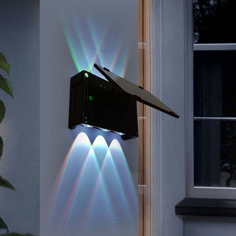 GISUN Neues Produkt, intelligente Lichtsteuerung, automatische Aufladung, 6 W RGB-Solar-Wandleuchte, wasserdichtes LED-Licht für den Garten