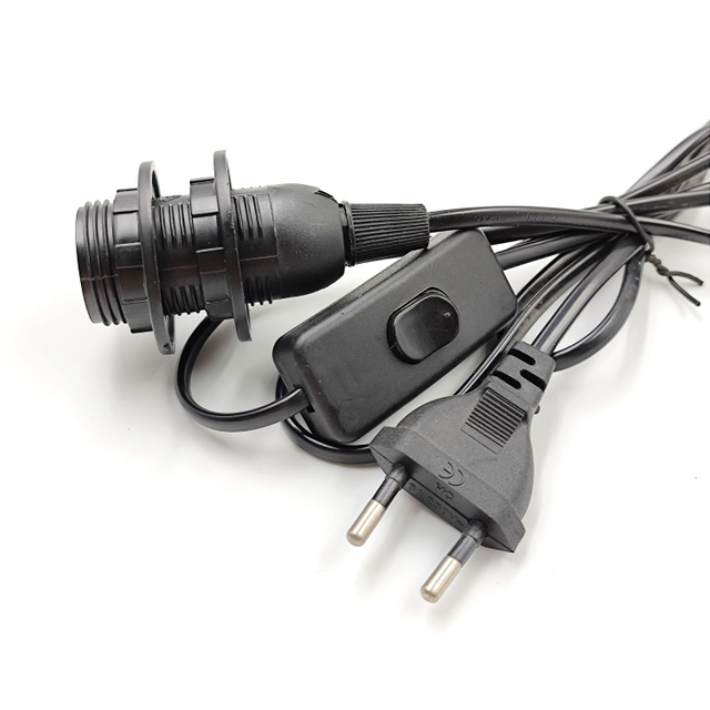 EU-Drahtstecker 303-Schalter Verlängerungskabel 303-Schalter E14-Doppelringkabel Schraubsockel Lampenfassung LED-Pendelleuchte Kopf Lampenfassung
