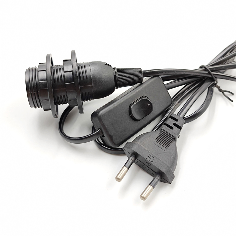 EU-Drahtstecker 303-Schalter Verlängerungskabel 303-Schalter E14-Doppelringkabel Schraubsockel Lampenfassung LED-Pendelleuchte Kopf Lampenfassung