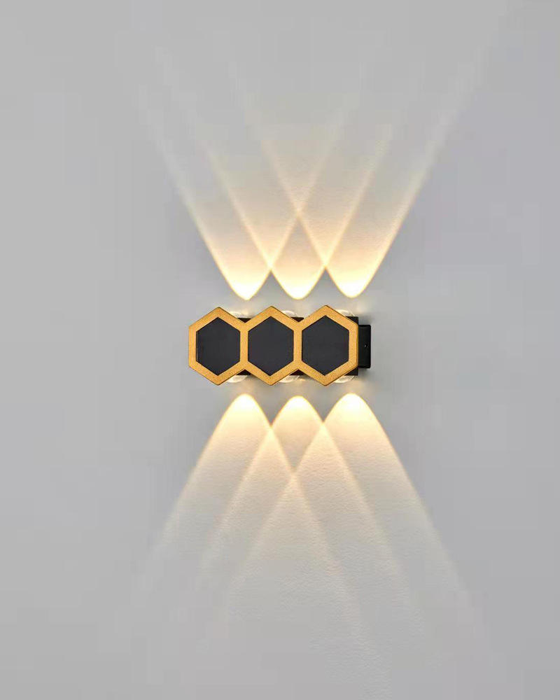 2W 3W 5W 6W 7W 8W Gartenwandleuchte Wandleuchten Led Honeycomb Gold Schwarz Leuchten nach oben und unten leuchtende Körperlampe Beleuchtungsstil Modernes Büro