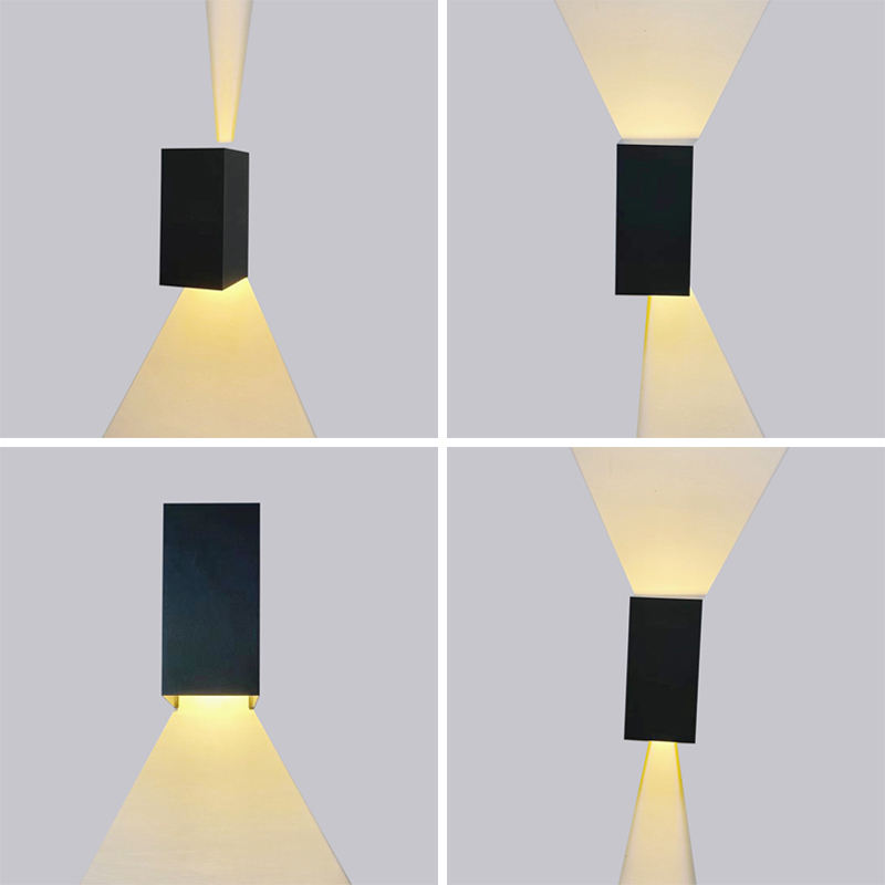 12W 20CM Schwarz-Weiß-Würfel wasserdichte LED-Wandleuchte IP65 Wandleuchte quadratische Veranda Garten auf und ab