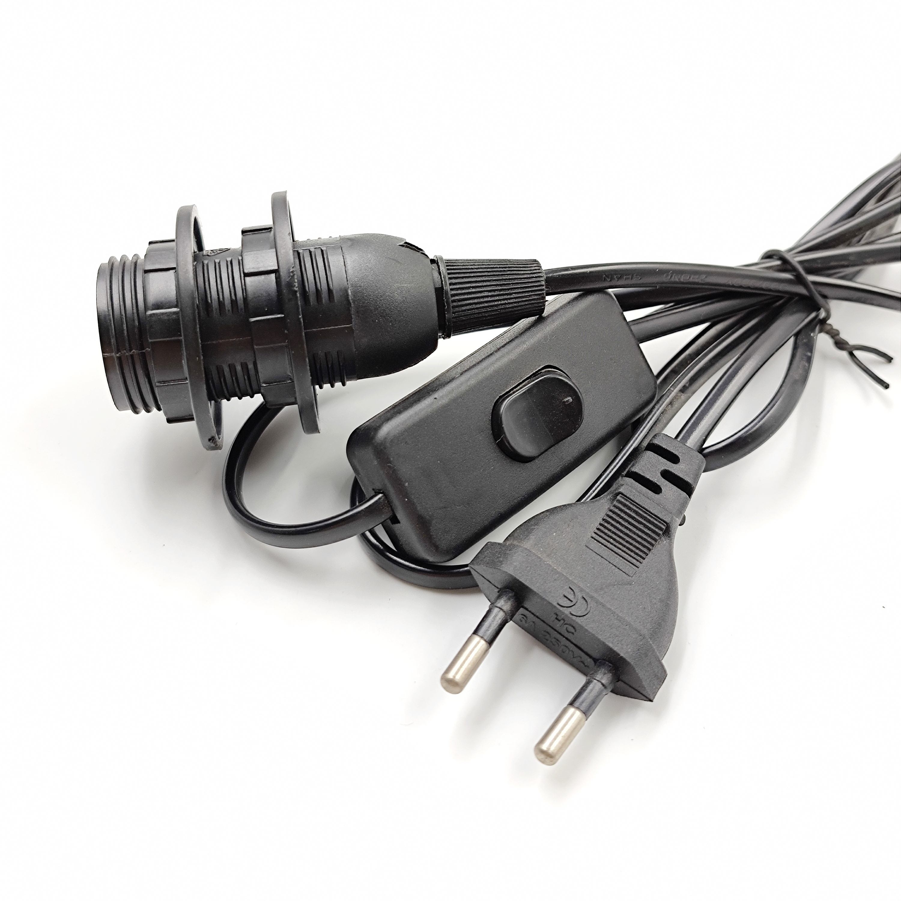 EU-Drahtstecker 303-Schalter Verlängerungskabel 303-Schalter E14-Doppelringkabel Schraubsockel Lampenfassung LED-Pendelleuchte Kopf Lampenfassung
