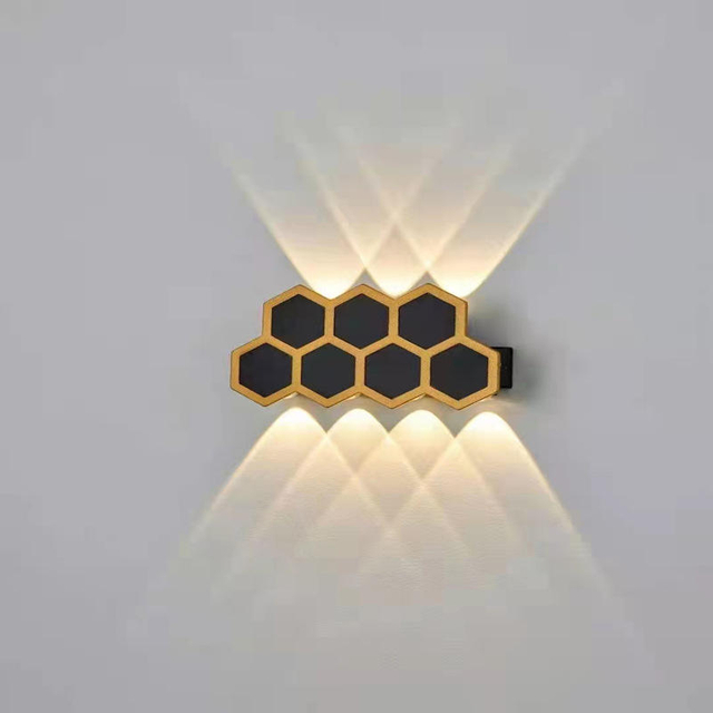 Wandleuchten LED Honeycomb Gold Schwarz Leuchten nach oben und unten Leuchtende Körperlampe Beleuchtungsstil Modernes Büro Rohs Epistar Input Flux