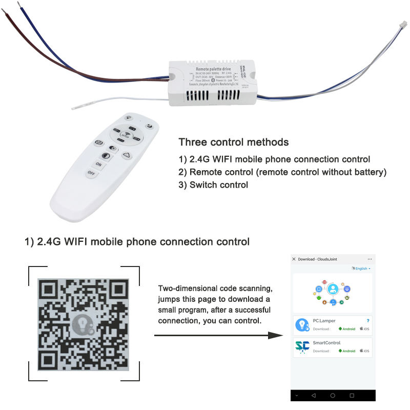 Intelligente 2,4-G-Ersatzlichtquellenoberfläche für Fernbedienung, Kronleuchter, Deckenleuchte, LED-Downlight, Deckenleuchte-Controller