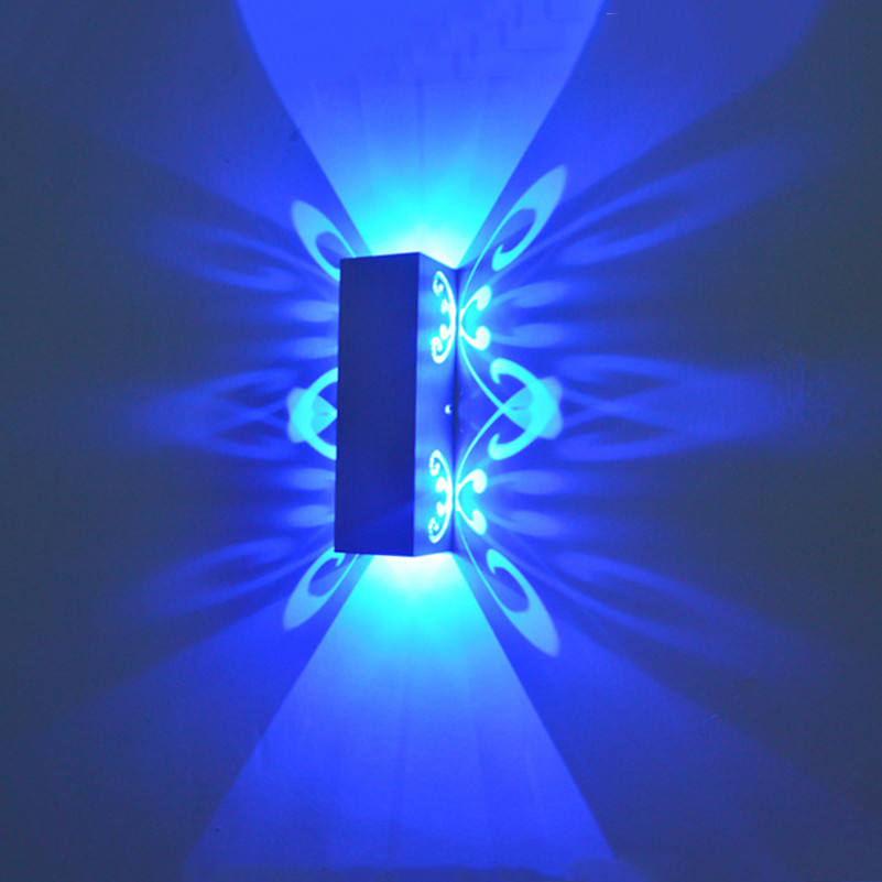 Neuankömmling 6W Doppel-Schmetterling Aluminium-LED-Wandleuchte für Innenwandleuchten Beauty Room Blumenhintergrund Nachtlicht