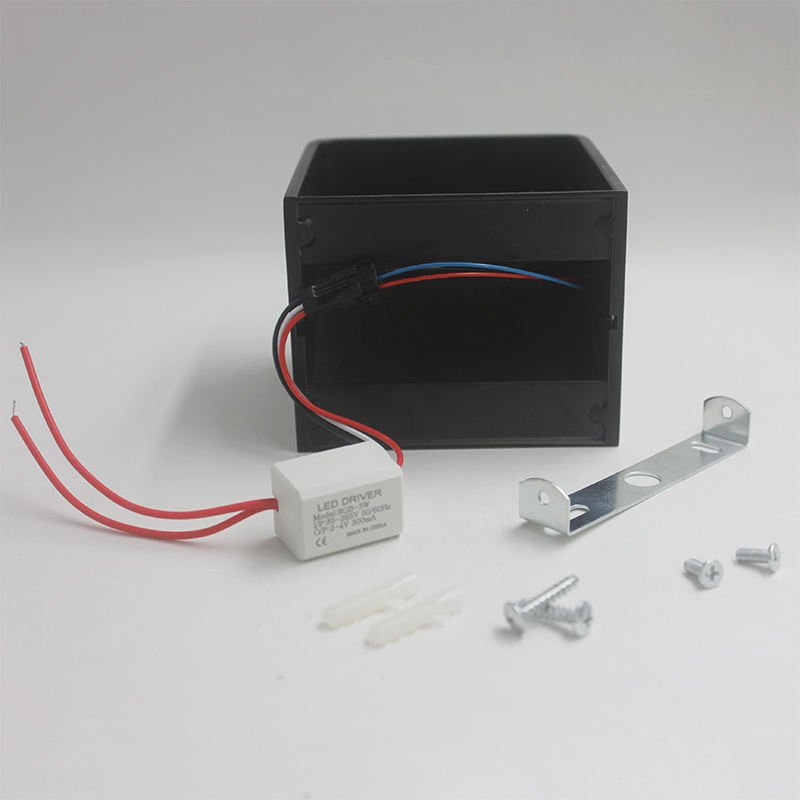 Schwarze keramische 3W-Würfel-LED-Wandleuchte nach oben und unten für Innendekoration mit Fabrikpreis-Wandleuchte, moderne Beleuchtung