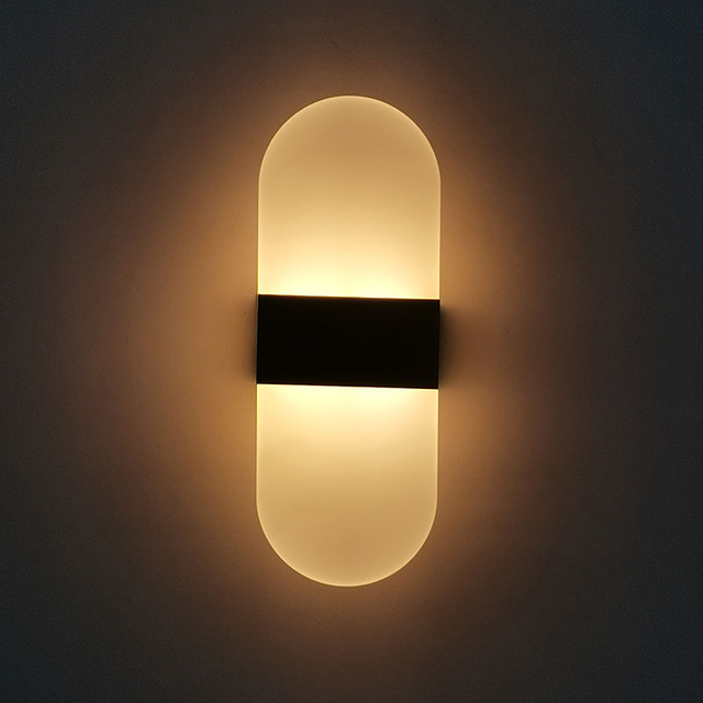 6 W runder Winkel, schwarze Acryl-Wandleuchte, Schlafzimmer, Treppenhaus, Hintergrundwandleuchte für LED-Wandleuchte, Hoteldekoration