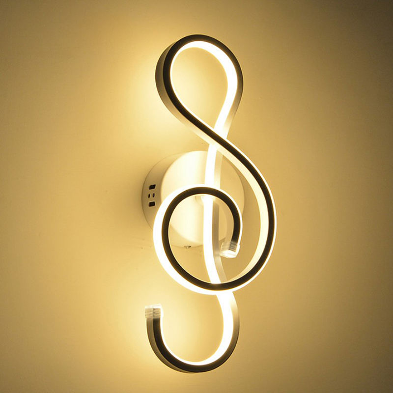 Music Note Moderner, minimalistischer Stil, Aluminium, dekorative LED-Wandleuchte, kreative Wandleuchte für Schlafzimmer, Wohnzimmer, Flur, Gang