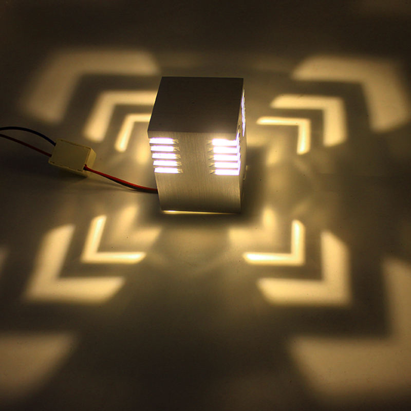 3W LED-Wandleuchte AC85-265V Novelties Leuchtende Wandleuchten mit quadratischem Loch für die Dekoration von Dachbodentreppen
