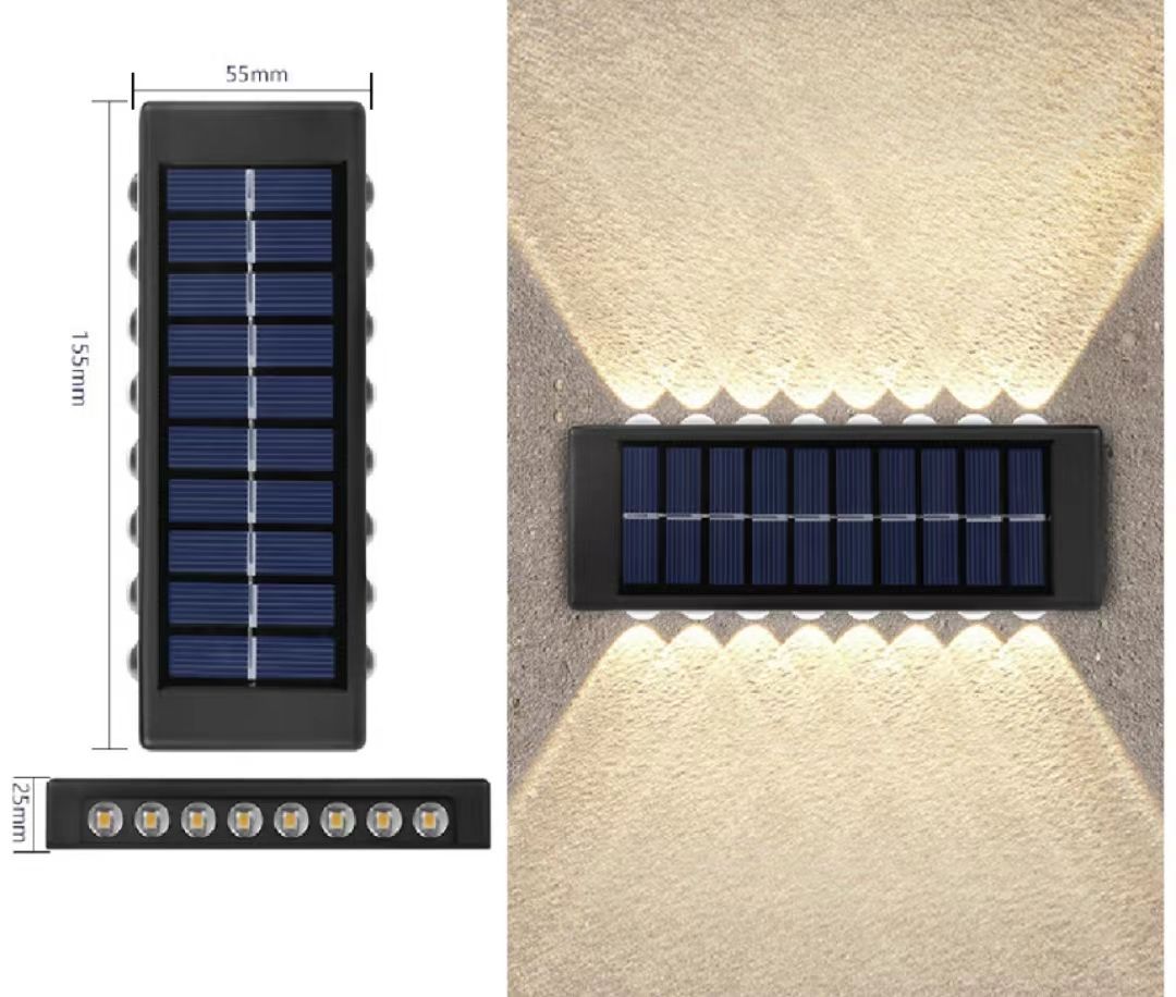 Solar-Außengartenlampe, Heimwandlampe, Dekoration, Layout, Wand, neue Wandlampe mit leuchtender Atmosphäre nach oben und unten