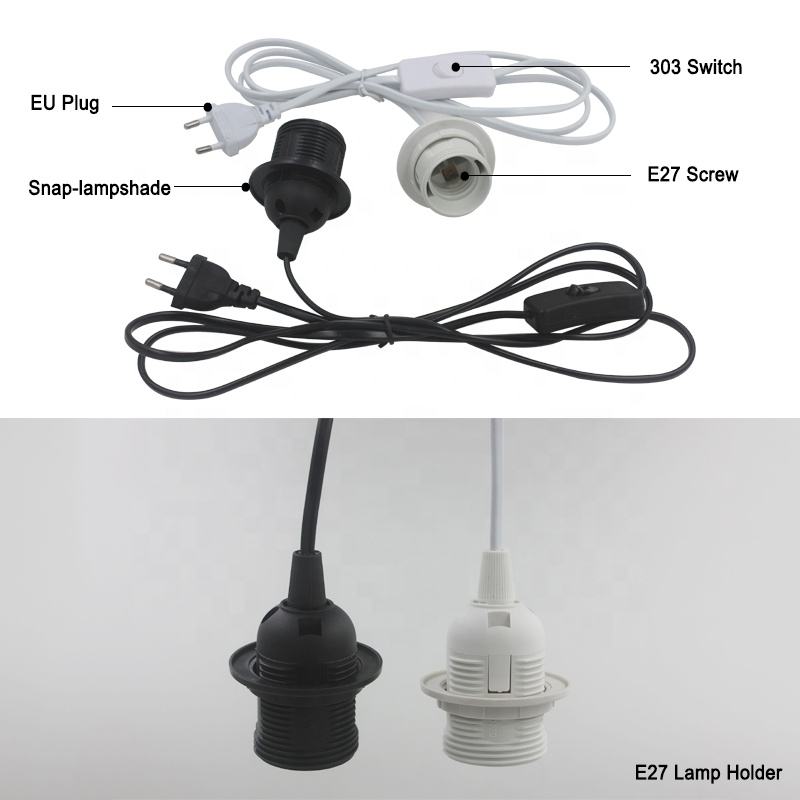 1,8 m langes Netzkabel, E27-Hängelampenfassung, EU-Stecker, 303-Schalter, 250 V, 4 A, für Hängelampe, LED-Lampenfassung, haushaltstauglich