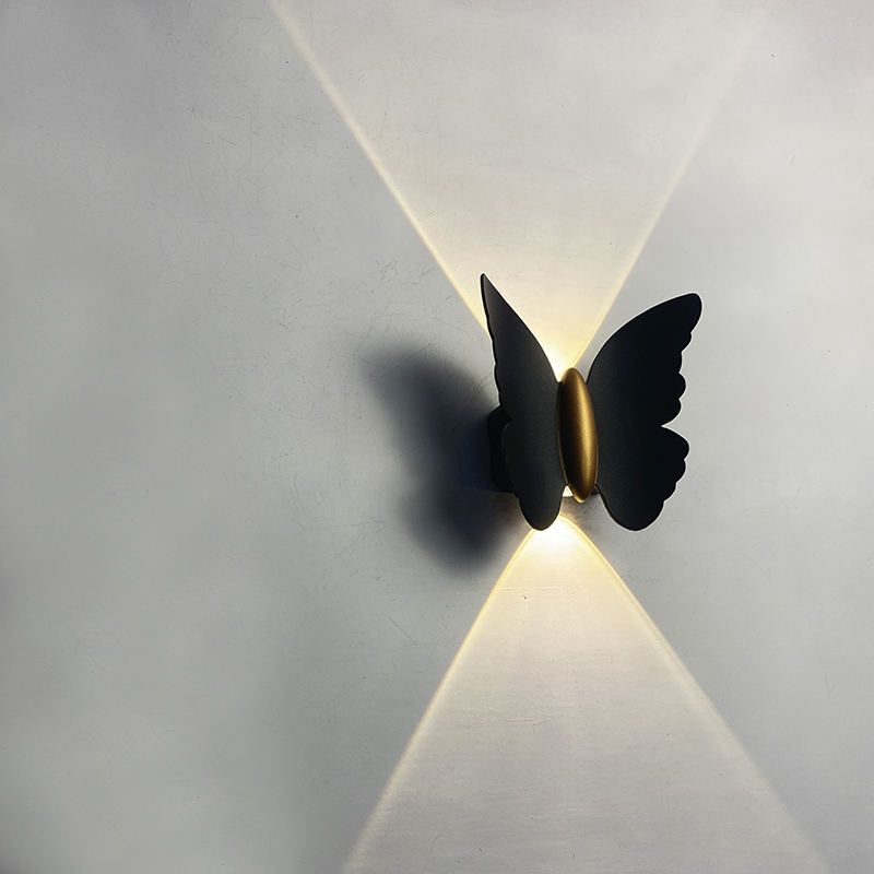 NEUE 6W Hochwertige Lampe Fancy Butterfly Wasserdichte Lampe Black Gold Shell Wandlampe und Nachtlicht im Freien
