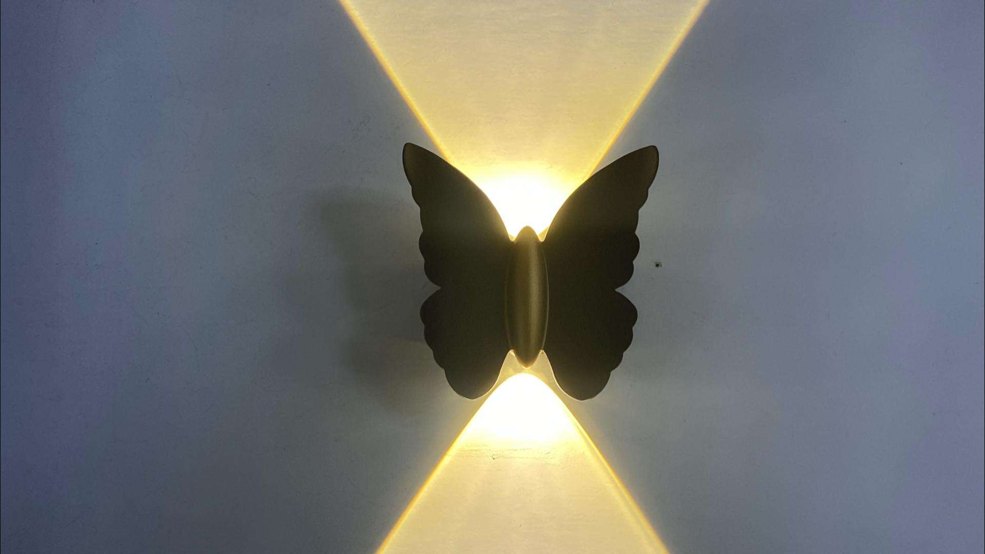NEUE 6W Hochwertige Lampe Fancy Butterfly Wasserdichte Lampe Black Gold Shell Wandlampe und Nachtlicht im Freien