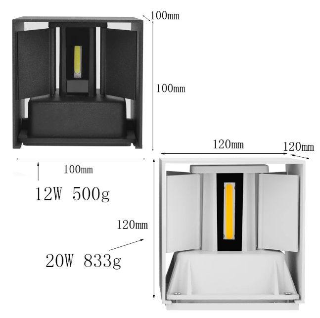 2023 IP65 Wasserdicht 12W 20W Indoor Outdoor Led Wand Lampe Aluminium Einstellbare Oberfläche Montiert AC85 ~ 265V led Veranda Licht Leuchte