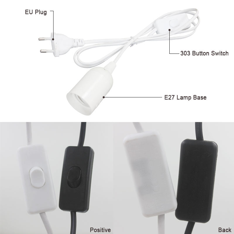 Eu-Stecker E27-Netzkabel Lampenfassung mit Eu-Stecker Ein/Aus-Schalter VDE OEM 2,5 A 250 V beste Preisqualität für Pendelleuchte
