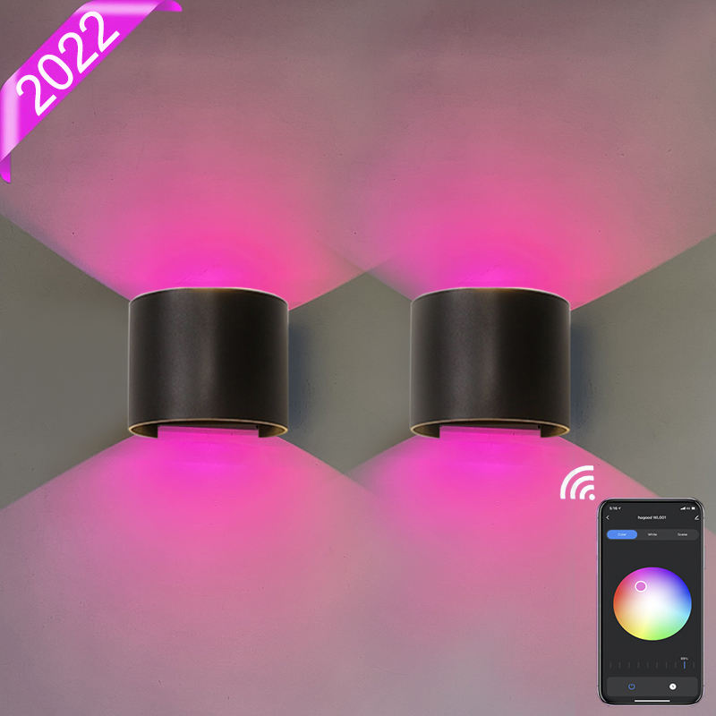 Neueste Version Wifi wasserdichte Wandleuchte RGBW Außenleuchte Farbwechsel durch Smart-App-Lampe Unterstützt Amazon Alexa Google Assist