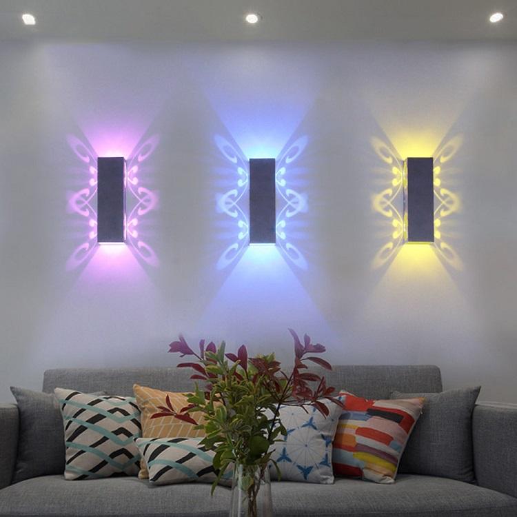 2W 6W Doppel-Schmetterlingslampe Innendekoration Wandlampe Einzigartige kleine Nachtlampe für Hotel-Wohnzimmerdekoration