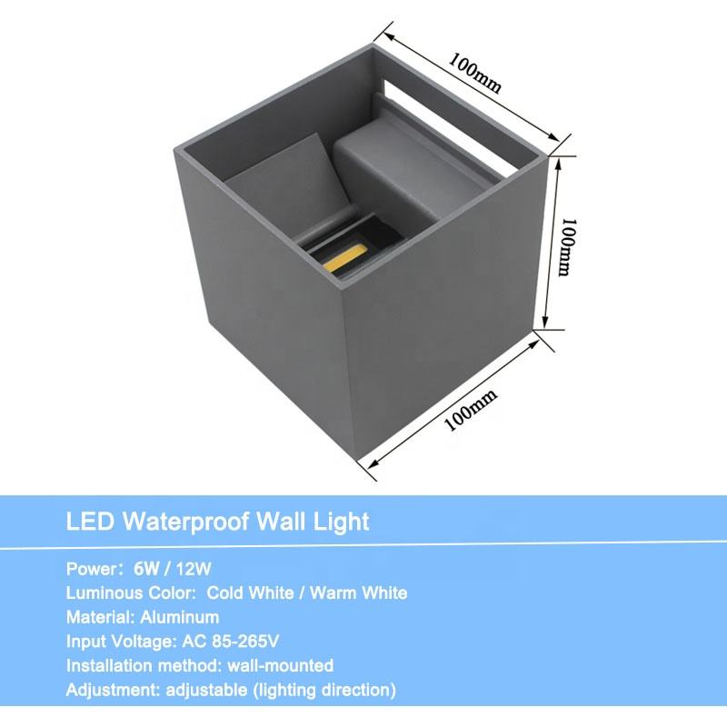 Industrieller Stil, AC85–265 V, wasserdicht, IP65, verstellbarer Strahl, Aluminium, für den Außenbereich, LED-Würfel, wasserdichte Wandleuchte