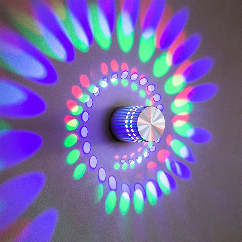 An der Wand montiertes Spiralloch 3W RGB mit Controller-LED-Wandleuchte für den Innenbereich für Hotelzimmer, dekorative Wandleuchte