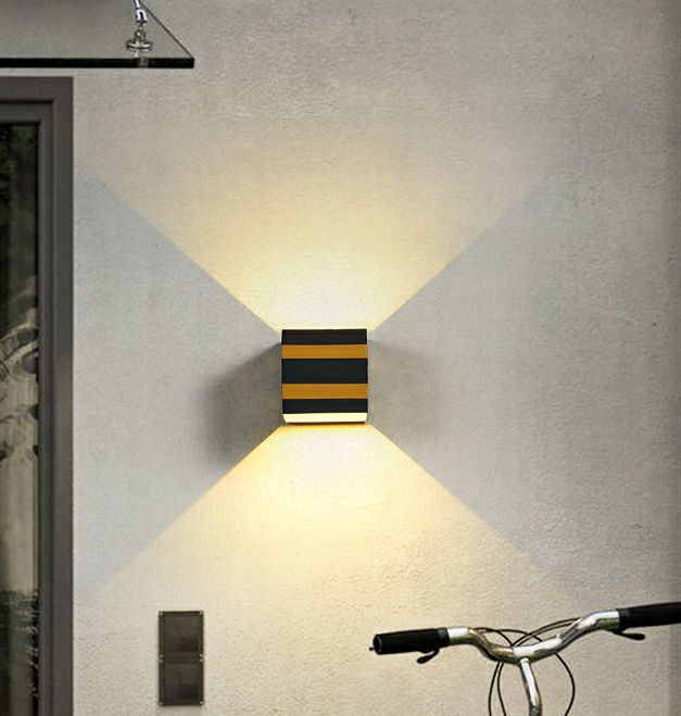 Außenlampen 10W LED-Wandleuchte IP65 Schwarz Dekorative Veranda Garten Haus Wasserdichte Glühbirnen Modernes Aluminiumbacken