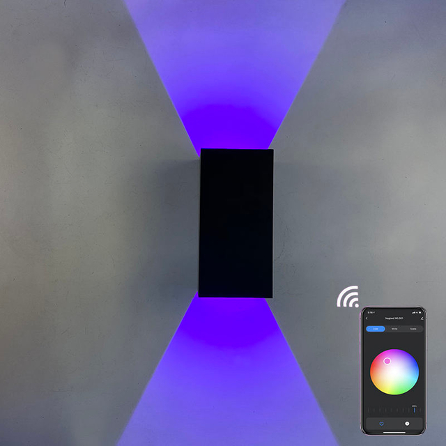 9W RGBW Wandleuchte Farbwechsel Dimmbare LED-Nachttisch-Umgebungsbeleuchtung IP65 Wandleuchte Tuya APP WIFI-Steuerung Party Innendekoration