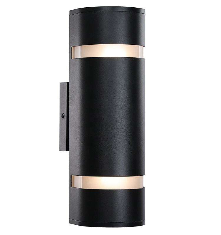 Moderne schwarze, wasserdichte Wandleuchte, Aluminium-Wandleuchte, 2-flammige Außenwandleuchte, AC85-265, Up-and-Down-Lampe