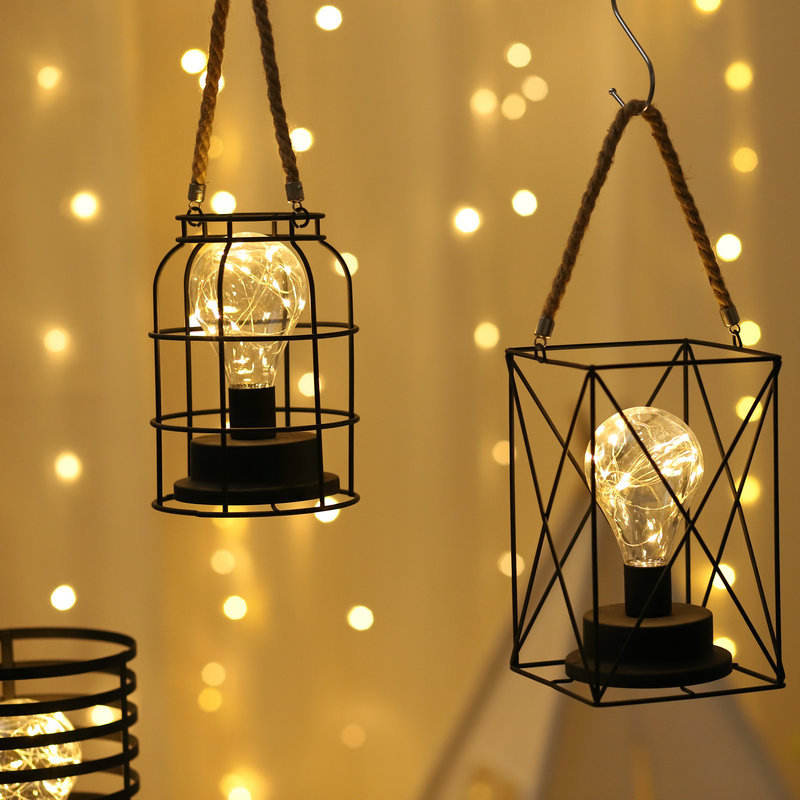 Retro Eisen Kunst Tischlampen Für Schlafzimmer Wohnzimmer LED Nachttischlampe Bettlampe Nachtlicht Weihnachtsdekoration Licht