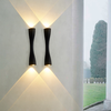 6W Garten-Wandleuchte, moderne Hof-Villa-Wandleuchte, Garten im Freien, nach oben und unten, Doppelkopflampe, goldene Trompete, wasserdichte LED-Wandleuchte für den Außenbereich