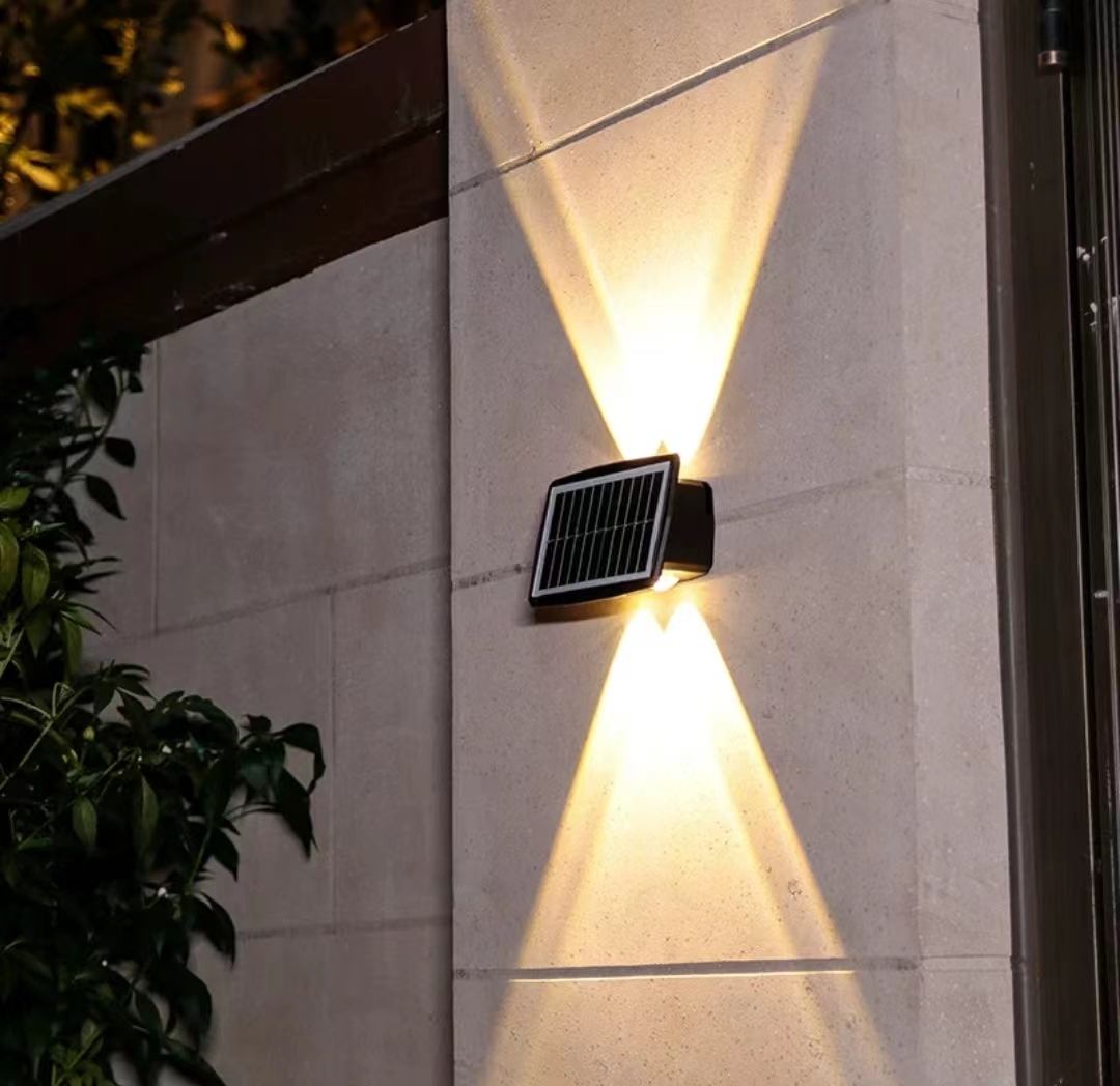 4LEDSolar Wandleuchte für den Außenbereich, wasserdichte LED-Wandleuchten für Hof, Straße, Landschaft, Garten, Dekor, Lampe, Solar-Außenwandleuchte