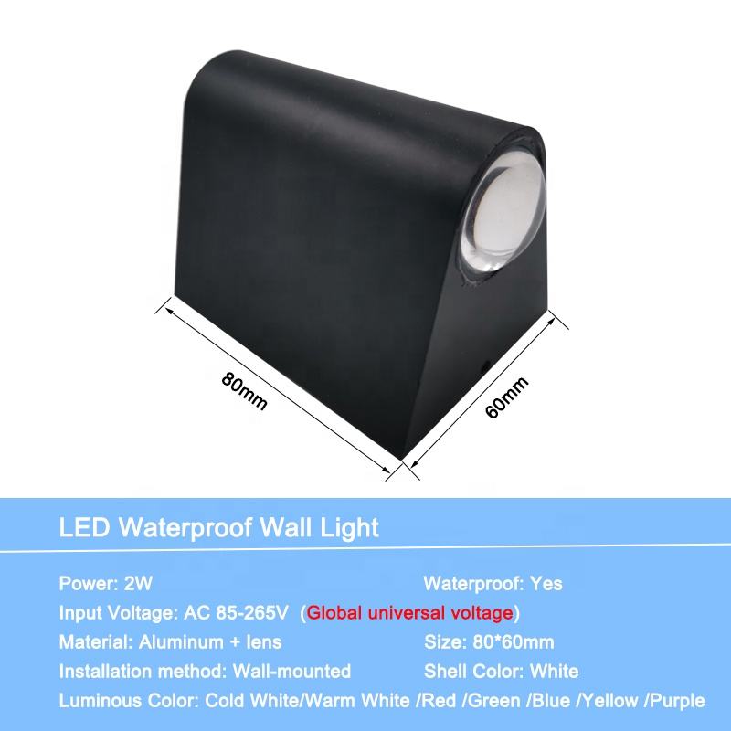 Moderne wasserdichte Outdoor 2W LED Wandleuchte IP65 Aluminium UP And Down Wandleuchte Garten Veranda Wandleuchte Dekoration Licht 110V 220V