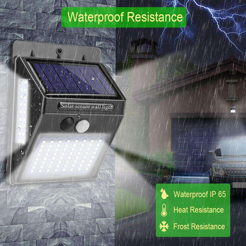 100 LED Solar Licht Outdoor Solar Lampe PIR Motion Sensor Wand Licht Wasserdichte Solar Powered Sonnenlicht für Garten Dekoration