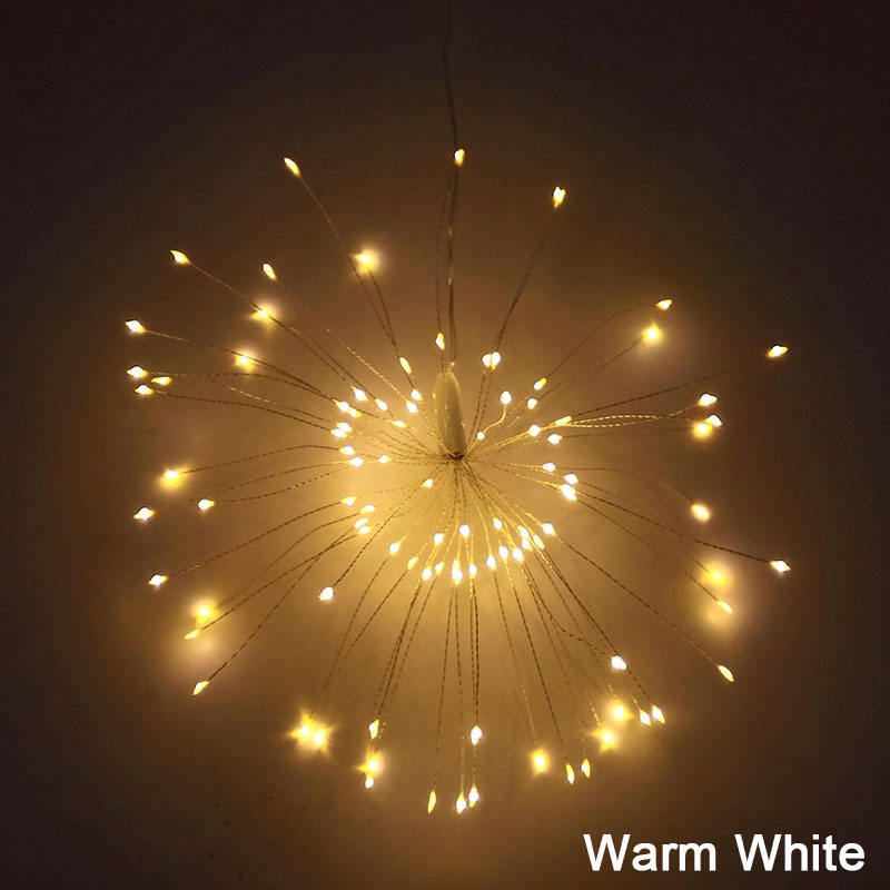 Outdoor-Feuerwerk, Kupferdraht, LED-Lichterkette, 100 LEDs, wasserdicht, Weihnachts-Lichterkette, hängende Dekorationslichter, batteriebetrieben