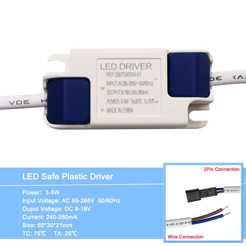 Hochwertiges dimmbares 3W 5W 7W 8-10W 15W 15-24W Netzteil LED-Treiber-Adapter-Transformator 300mA für LED-Downlight 85-265V