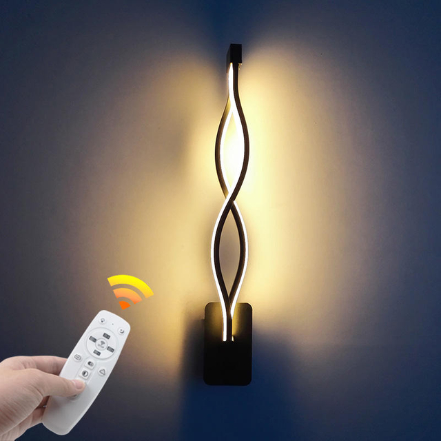21 W LED-Wandleuchten, Kunst-Veranda-Aluminium-Dekorationslampe, 2,4 G, dreifarbig dimmbar, mit Controller, leuchtende Nachttischbeleuchtung