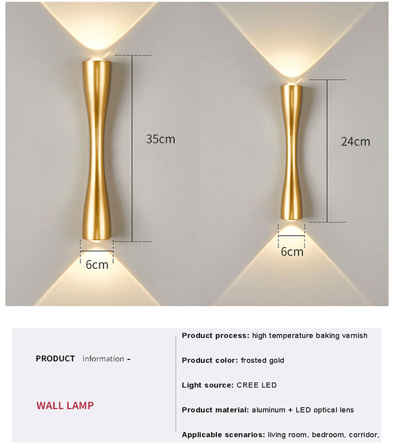 Groothandel Mode Decorate Indoor Schwarz Gold Aluminium Acryl Ijzer Woonkamer LED Moderne Wandleuchte