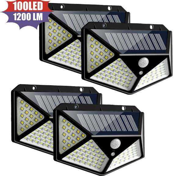 100LED Solar Wandleuchte Innenhof vierseitig lichtemittierende Solarlampe menschlicher Körper Induktion wasserdichte Außenleuchte