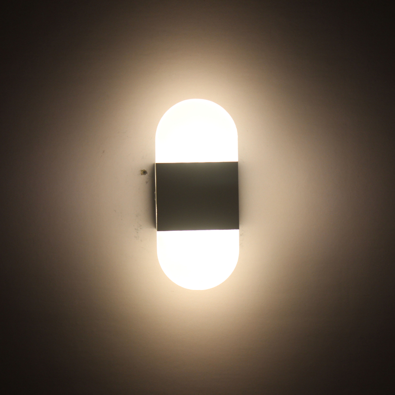 Hochwertige 6-W-Lampe aus schwarzem Acryl mit rechtem/rundem Winkel und Nachtlicht für den Innenbereich