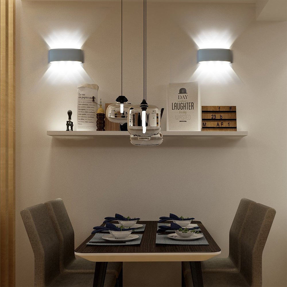 8W bogenförmige wasserdichte Up-and-Down-LED-Wandleuchte für den Außenbereich, Aluminium, moderne Wandleuchte, Beleuchtung, Wandleuchte