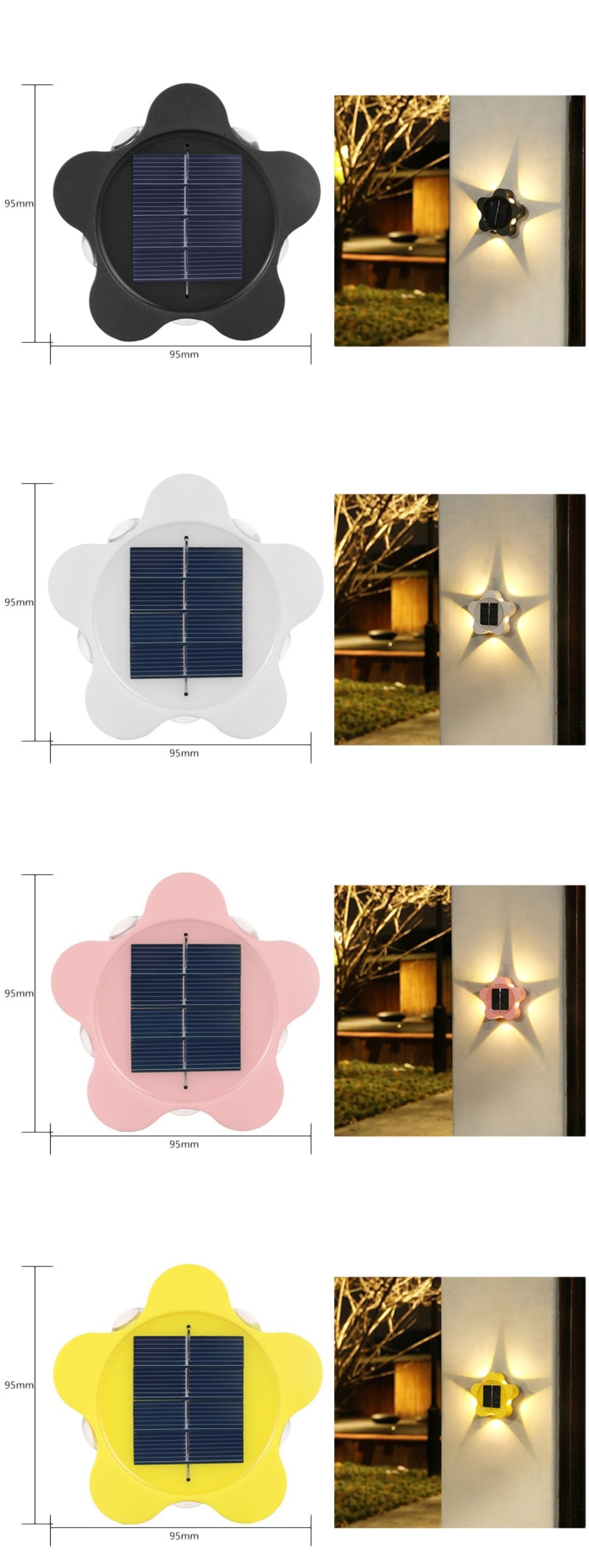 Blumen-Solarlampe, Solarlampe, Blumenform, spezielle Solarlampe, Solar-Wandleuchten, Solar-Wandleuchten für den Außenbereich, Solarleuchten für Wände, Solarlampe, Solar-Außenleuchter