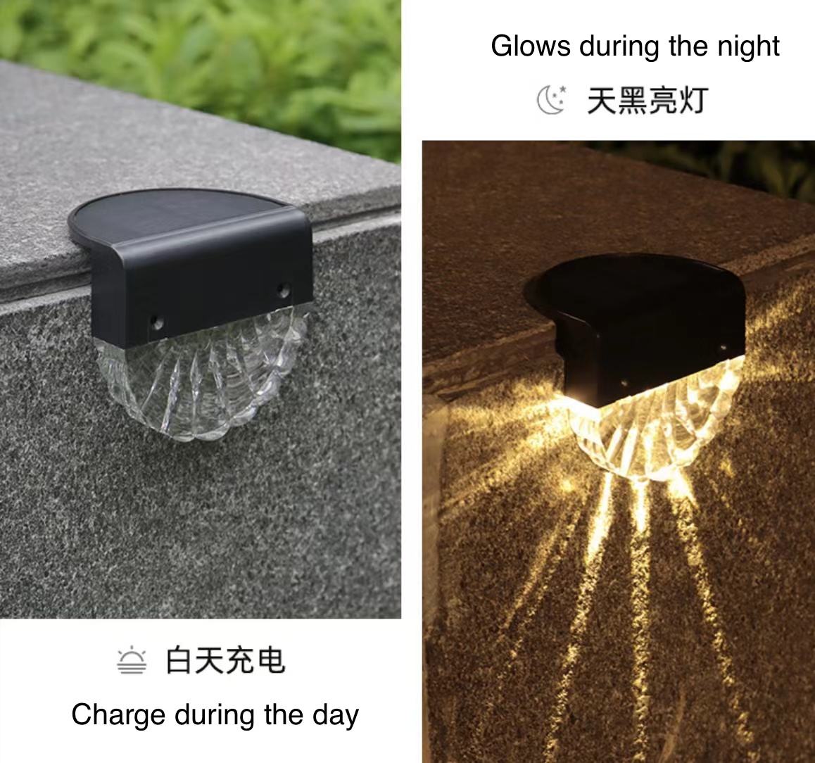 Warmweiß + RGB-LED-Solarlampe, Weg, Treppe, Gartenleuchten im Freien, Solarenergie, Balkon-Licht, Dekoration für Terrasse, Treppen, Zaun