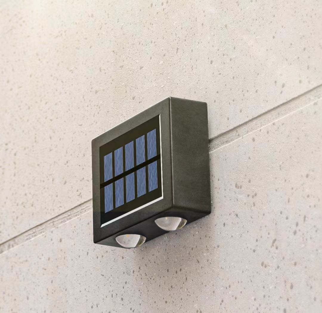 4LED nach oben und unten Solar Wandleuchte Außendekoration Garten Hof Haus Wandleuchte wasserdichte Solarleuchte Garten