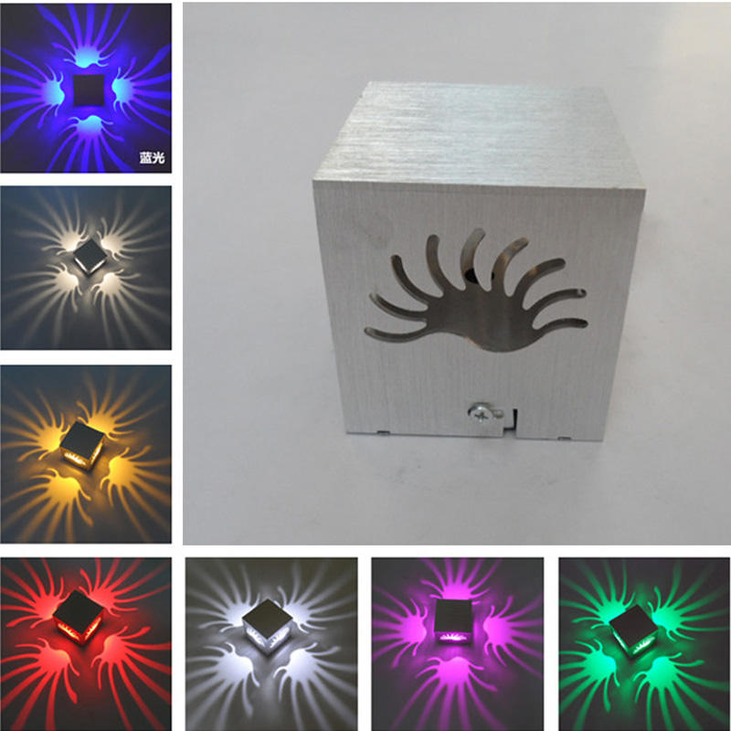 Ausgefallene 3-W-Aluminium-RGB-Wandleuchte für Kunstgalerie-Dekoration, vordere Balkonlampe, Veranda-Licht