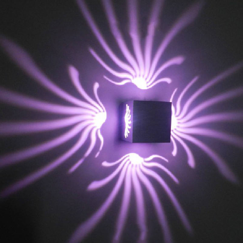 Ausgefallene 3-W-Aluminium-RGB-Wandleuchte für Kunstgalerie-Dekoration, vordere Balkonlampe, Veranda-Licht